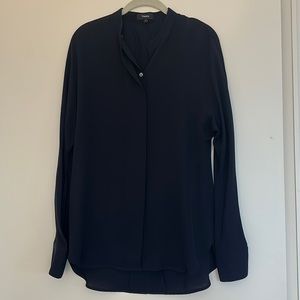 Theory Perfect Dolman Silk Blouse In Deep Navy